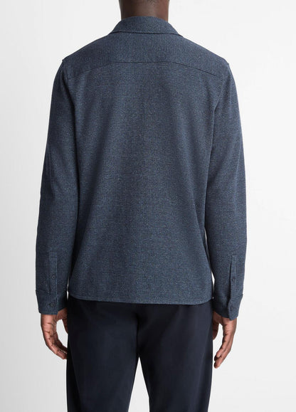 Houndstooth Cotton-Blend Button-Front Shirt in Long Sleeve - COASTAL COMBO | VINCE Men