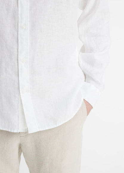 Linen Long-Sleeve Shirt in Long Sleeve - OPTIC WHITE | VINCE Men