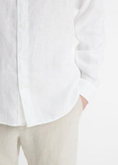 Linen Long-Sleeve Shirt in Long Sleeve - OPTIC WHITE | VINCE Men
