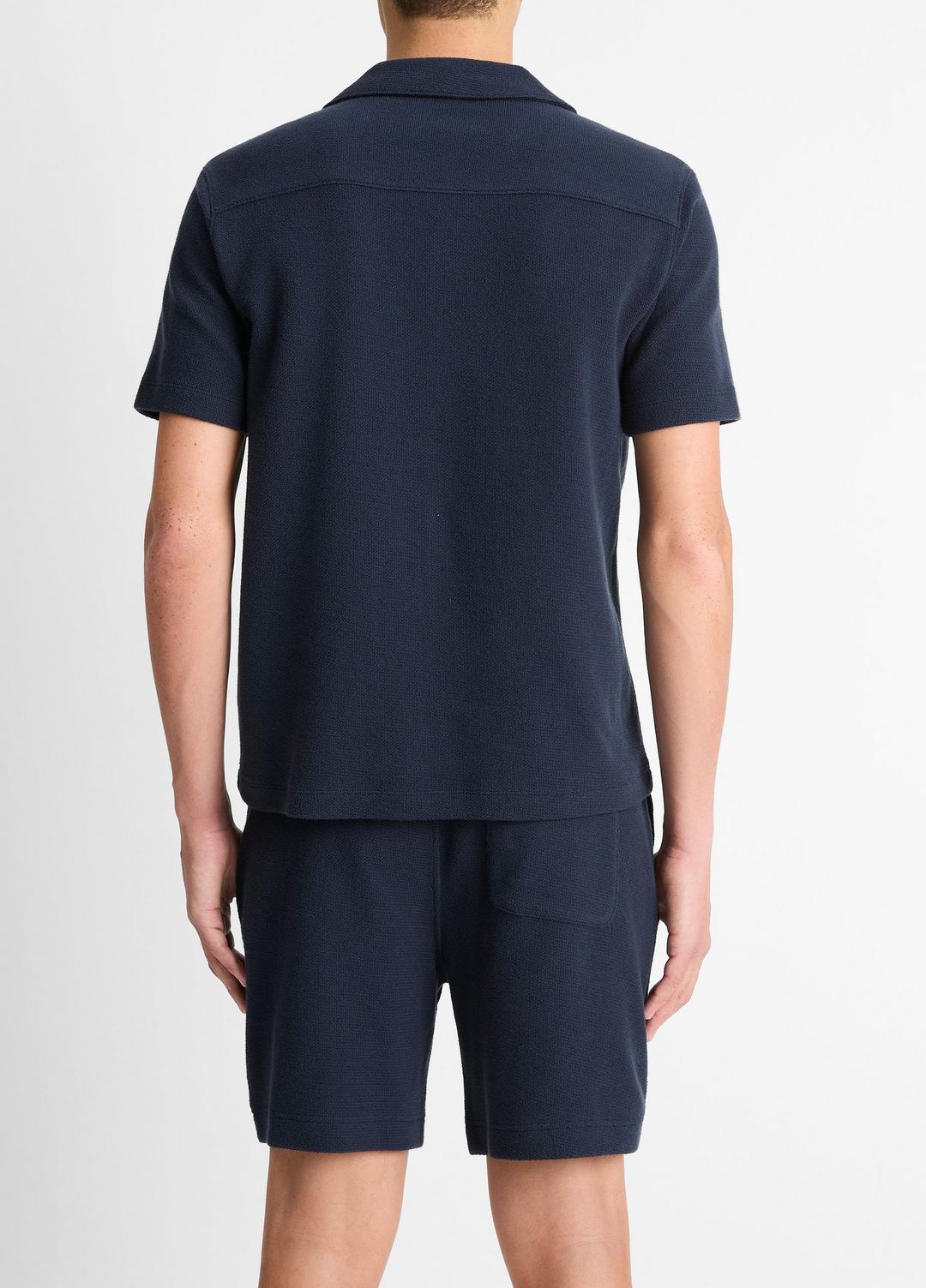 Cotton Bouclé Cabana Shirt in Short Sleeve - COASTAL BLUE | VINCE Men