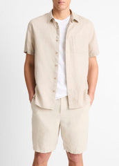 Linen Short-Sleeve Shirt in Short Sleeve - PUMICE ROCK | VINCE Men