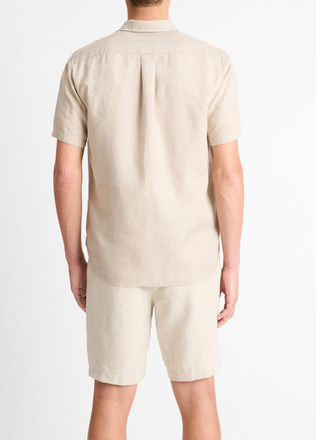 Linen Short-Sleeve Shirt in Short Sleeve - PUMICE ROCK | VINCE Men