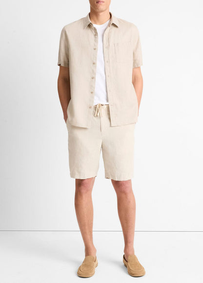 Linen Short-Sleeve Shirt in Short Sleeve - PUMICE ROCK | VINCE Men