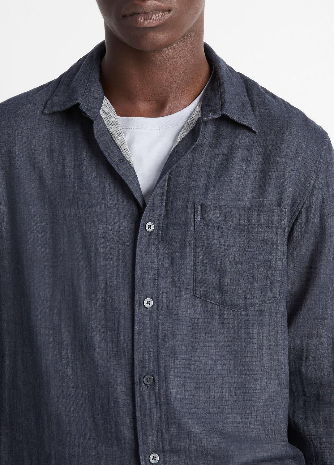 Double Face Long Sleeve in Long Sleeve - HEATHER COASTAL | VINCE Men