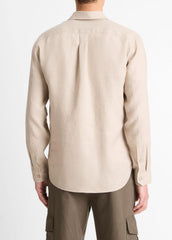 Linen Long-Sleeve Shirt in Long Sleeve - PUMICE ROCK | VINCE Men