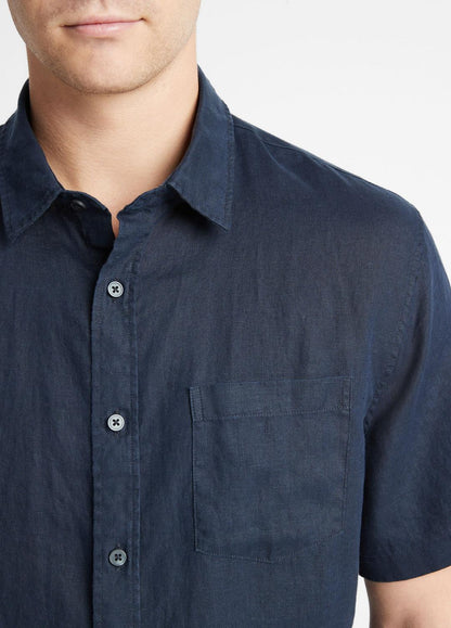 Linen Short-Sleeve Shirt in Short Sleeve - COASTAL BLUE | VINCE Men