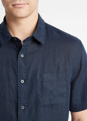Linen Short-Sleeve Shirt in Short Sleeve - COASTAL BLUE | VINCE Men