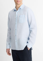 Linen Long-Sleeve Shirt in Long Sleeve - GLACIER | VINCE Men