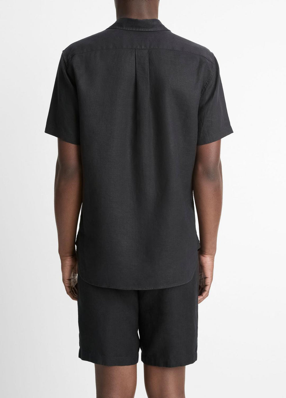Linen Short-Sleeve Shirt in Short Sleeve - BLACK | VINCE Men