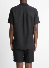 Linen Short-Sleeve Shirt in Short Sleeve - BLACK | VINCE Men