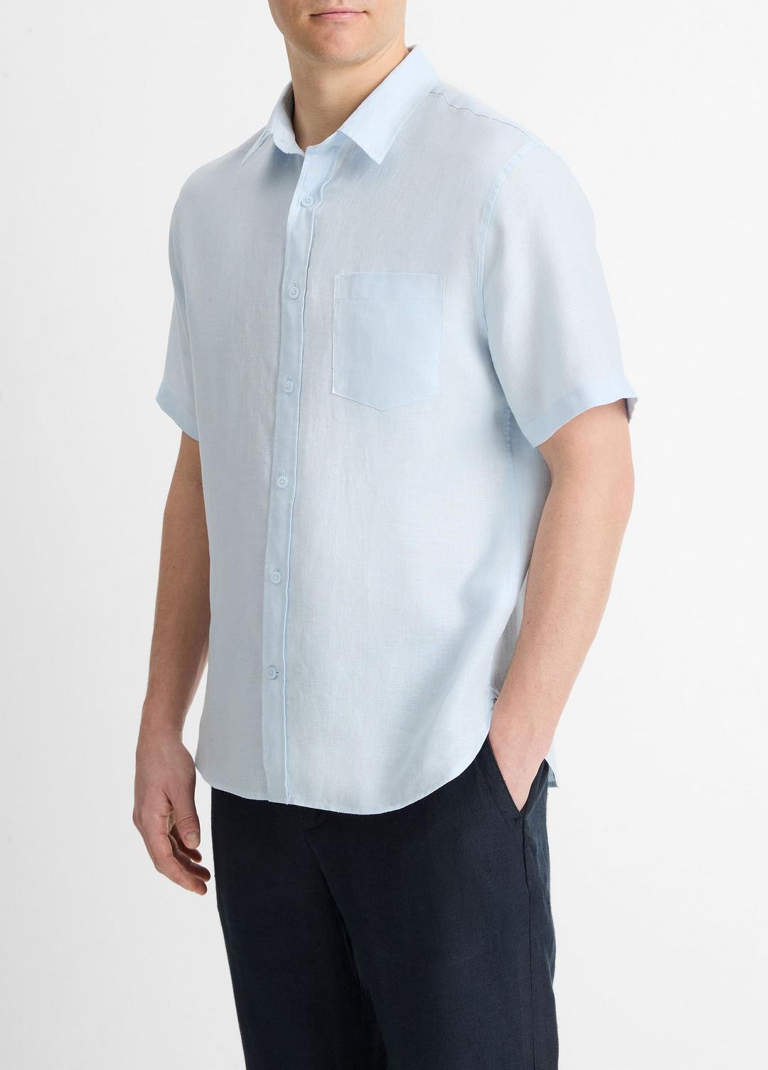 Linen Short-Sleeve Shirt in Short Sleeve - GLACIER | VINCE Men