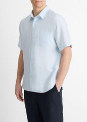 Linen Short-Sleeve Shirt in Short Sleeve - GLACIER | VINCE Men