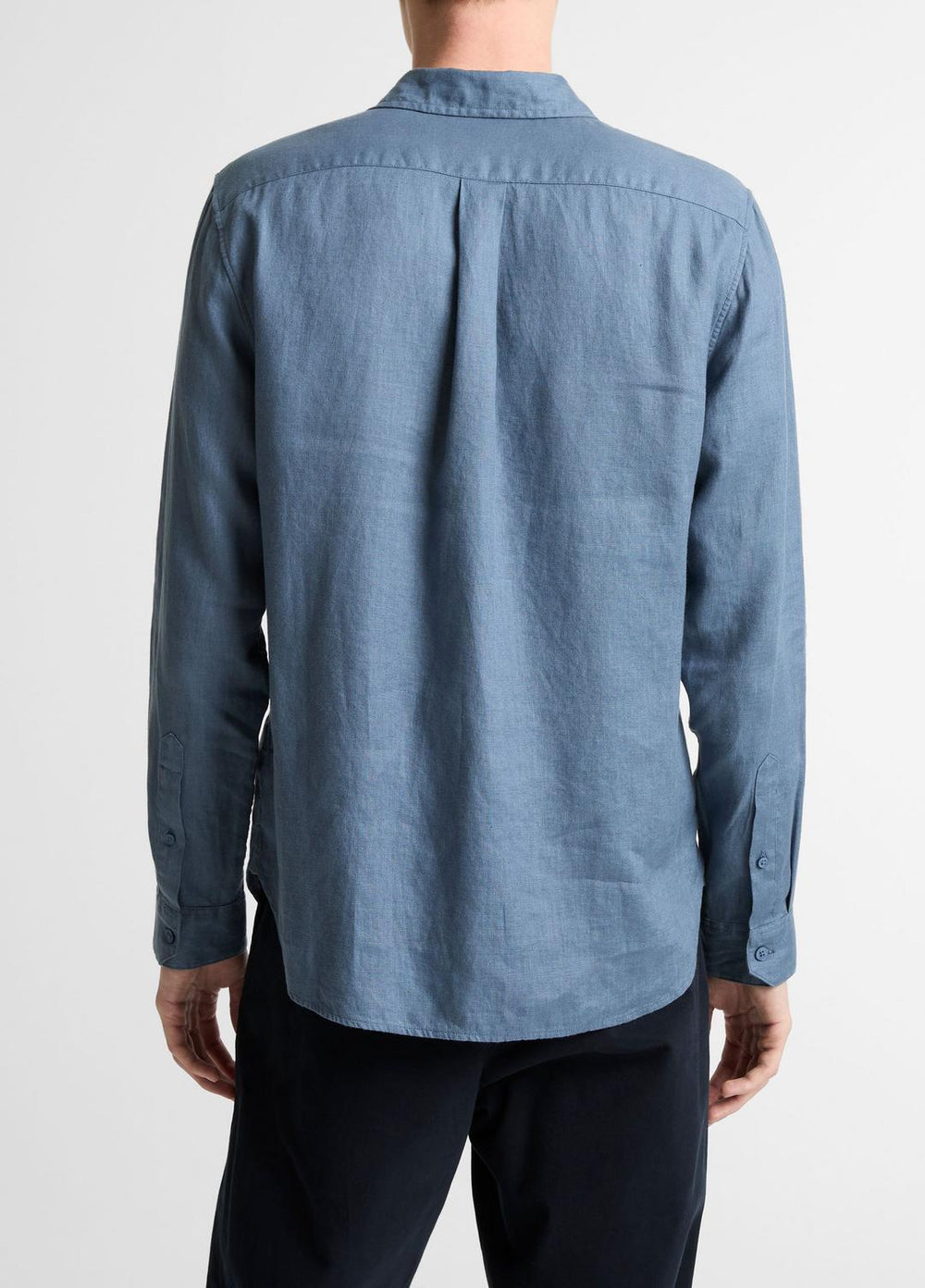Linen Long-Sleeve Shirt in Long Sleeve - UNIFORM BLUE | VINCE Men