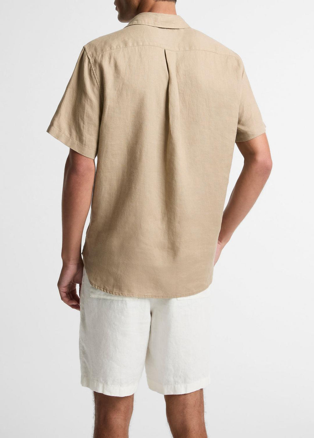 Linen Short-Sleeve Shirt in Long Sleeve - TEAK | VINCE Men