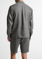 Linen Garage Shirt  in Long Sleeve - SLATE | VINCE Men