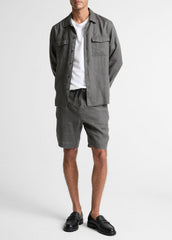 Linen Garage Shirt  in Long Sleeve - SLATE | VINCE Men