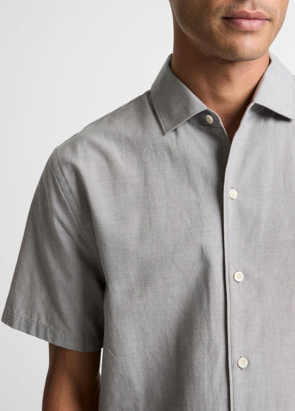 Cotton Short-Sleeve Button-Front Shirt  in Short Sleeve - JET | VINCE Men