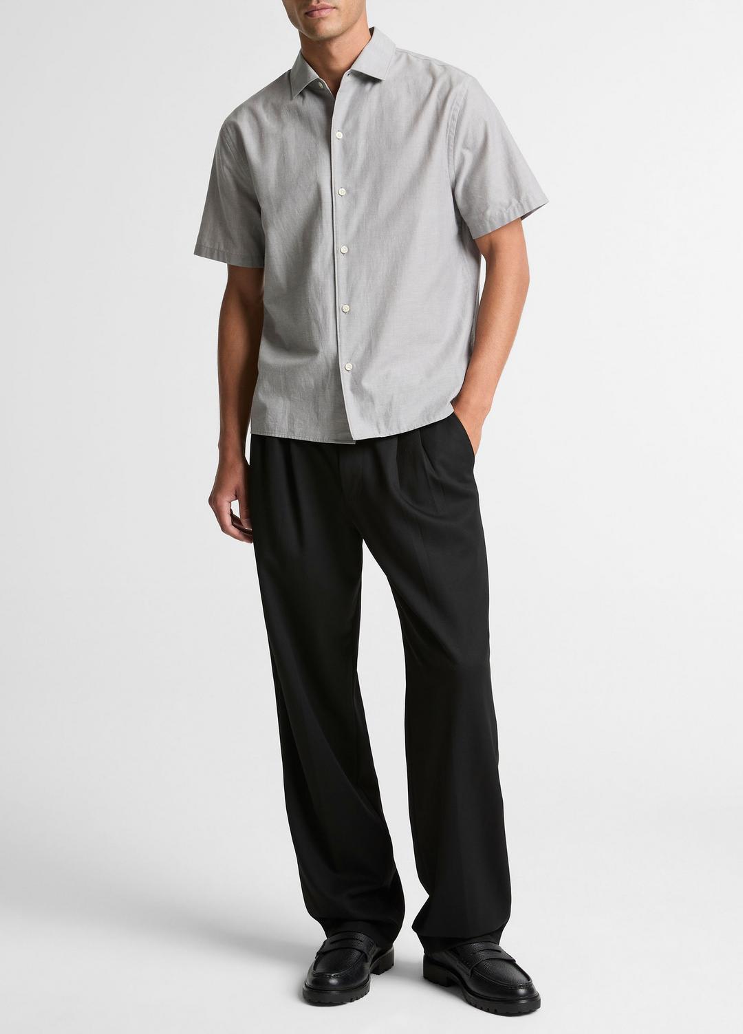 Cotton Short-Sleeve Button-Front Shirt  in Short Sleeve - JET | VINCE Men