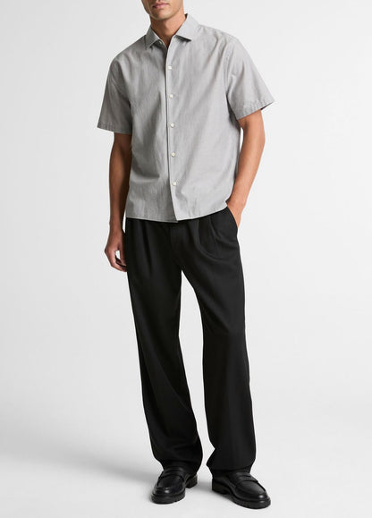 Cotton Short-Sleeve Button-Front Shirt  in Short Sleeve - JET | VINCE Men