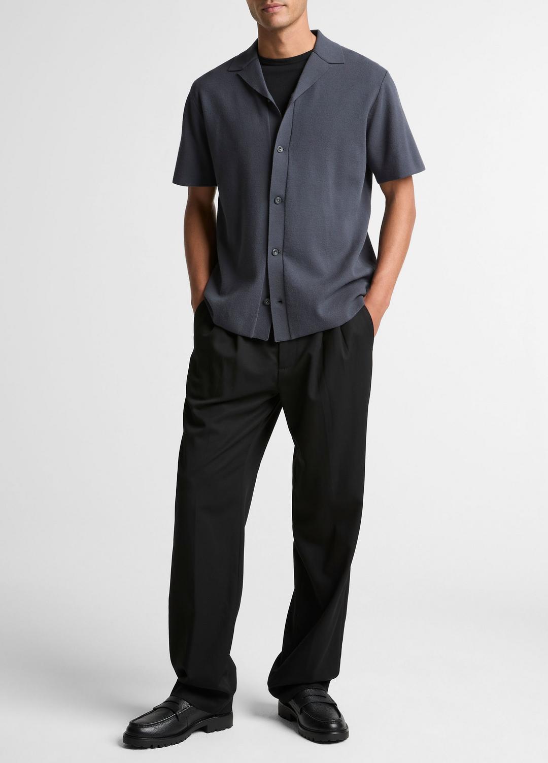 Merino Wool Cabana Shirt  in Short Sleeve - STUDIO | VINCE Men