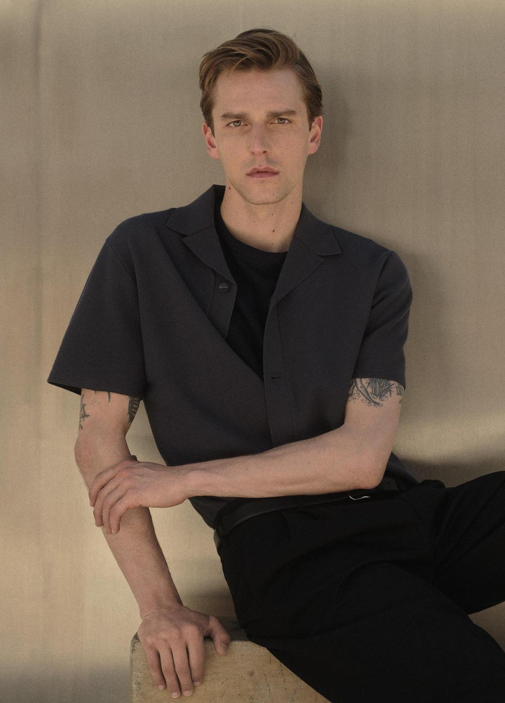 Merino Wool Cabana Shirt  in Short Sleeve - STUDIO | VINCE Men
