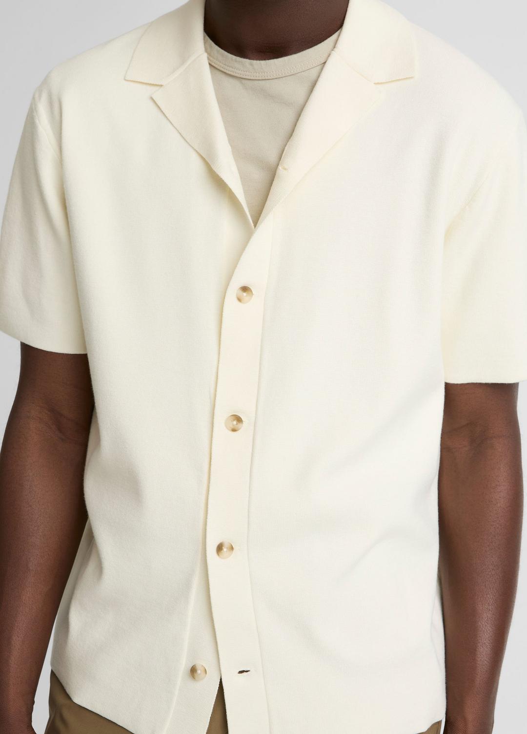Merino Wool Cabana Shirt  in Short Sleeve - CLASSIC CREAM | VINCE Men