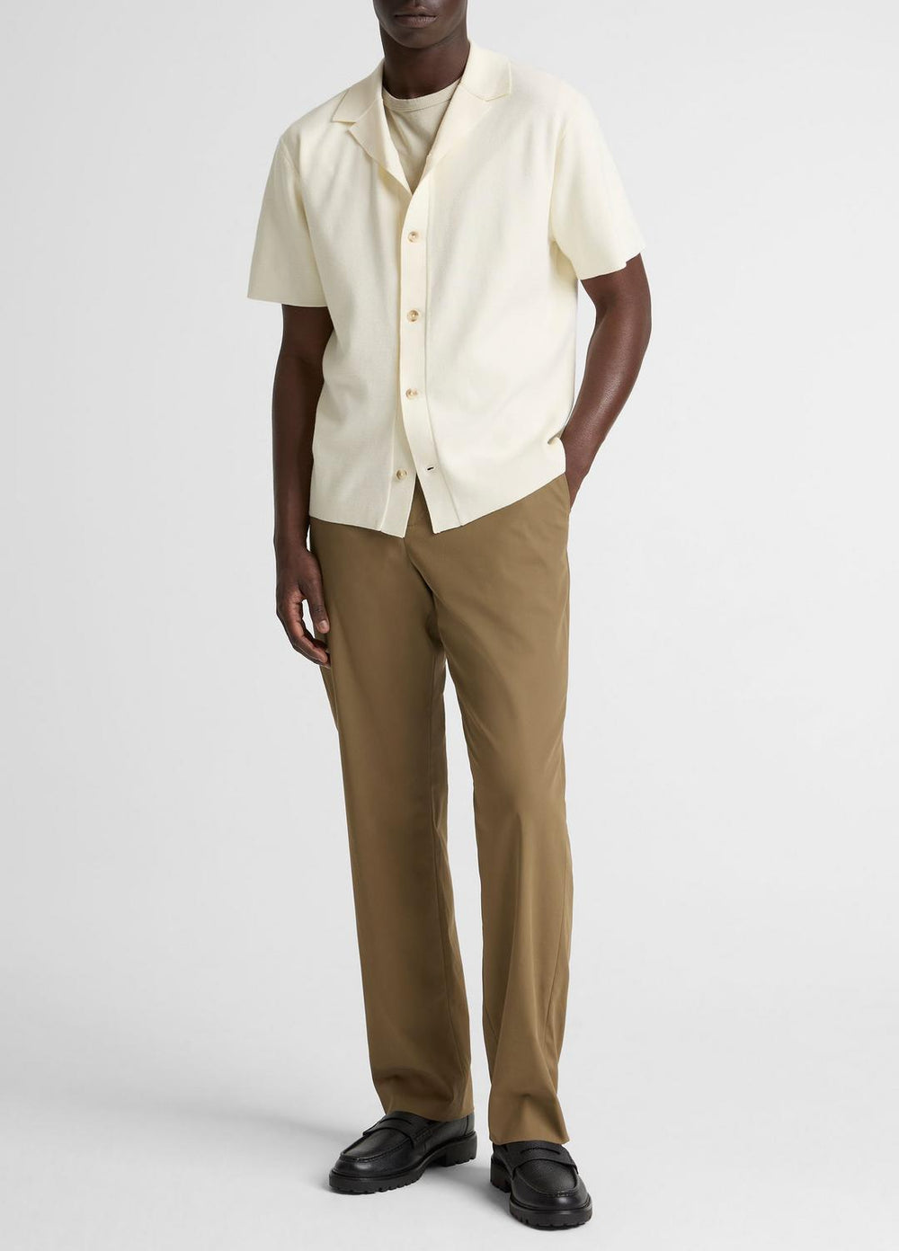Merino Wool Cabana Shirt  in Short Sleeve - CLASSIC CREAM | VINCE Men