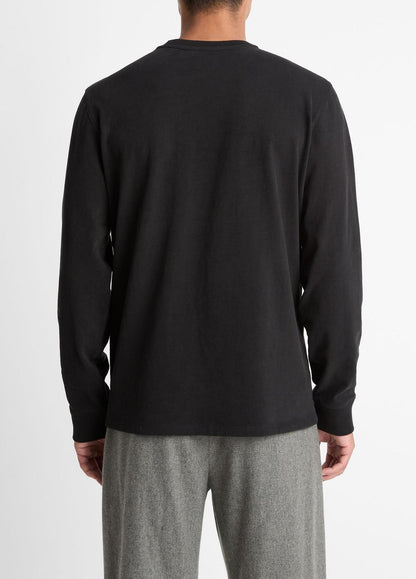 Sueded Jersey Long-Sleeve Pocket T-Shirt in Long Sleeve - BLACK | VINCE Men