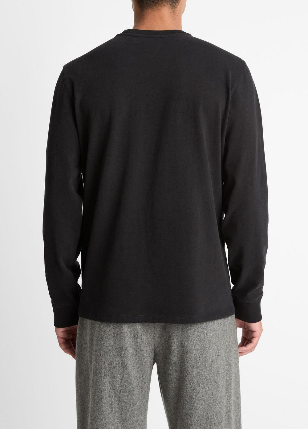 Sueded Jersey Long-Sleeve Pocket T-Shirt in Long Sleeve - BLACK | VINCE Men