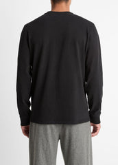 Sueded Jersey Long-Sleeve Pocket T-Shirt in Long Sleeve - BLACK | VINCE Men