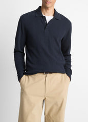 Variegated Cotton Polo Shirt in Henleys & Polos - COASTAL BLUE | VINCE Men