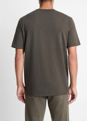 Garment Dye Cotton T-Shirt in Short Sleeve - WASHED DARK LEAF | VINCE Men