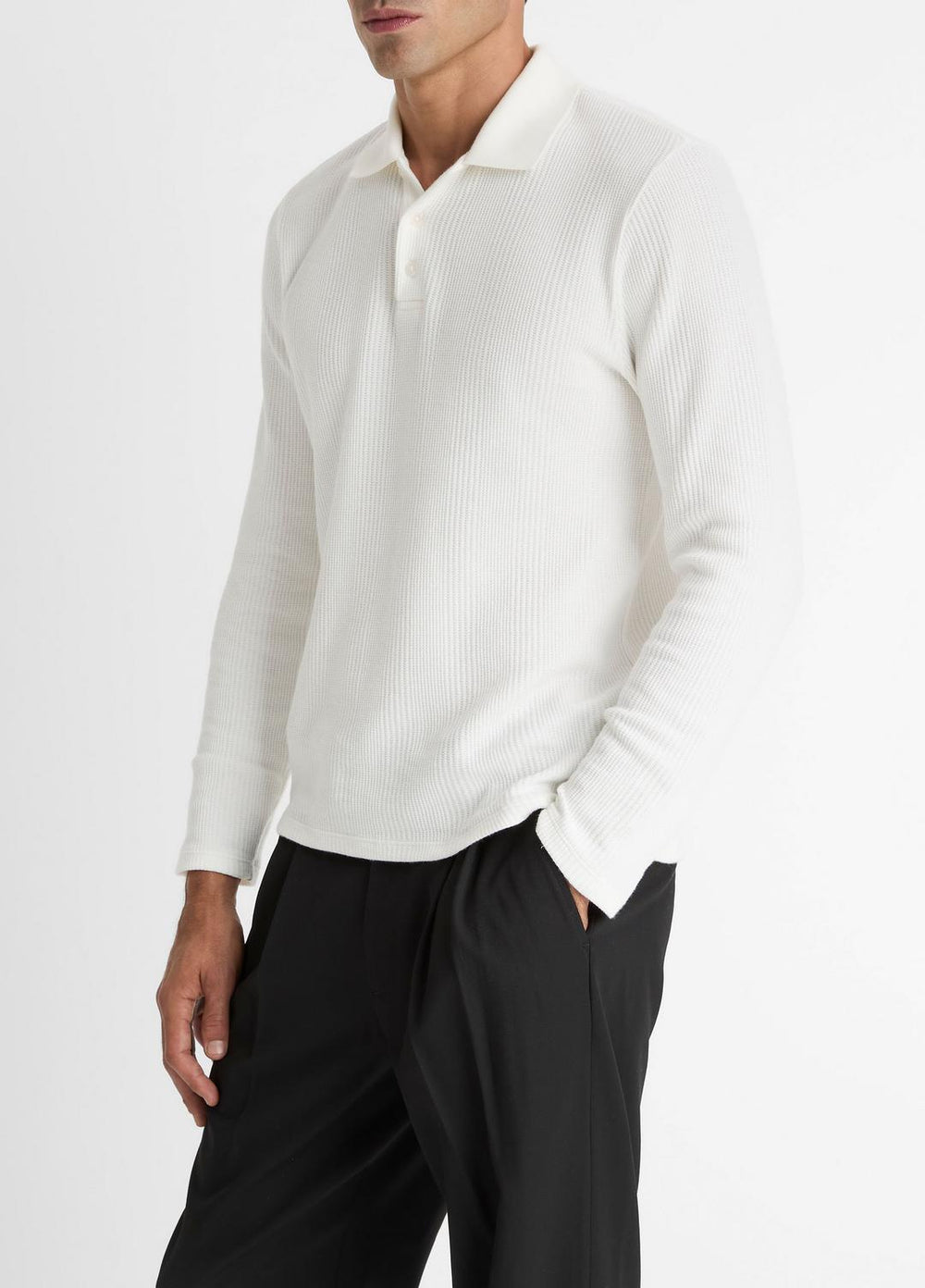 Variegated Cotton Polo Shirt in Henleys & Polos - OFF WHITE | VINCE Men
