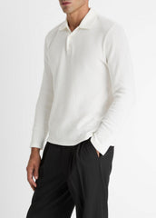 Variegated Cotton Polo Shirt in Henleys & Polos - OFF WHITE | VINCE Men
