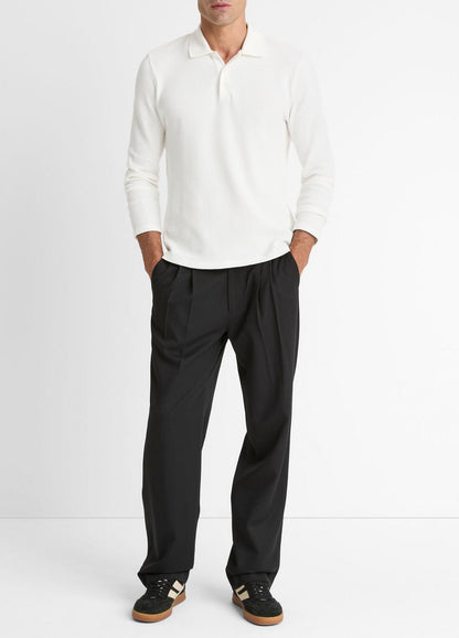Variegated Cotton Polo Shirt in Henleys & Polos - OFF WHITE | VINCE Men