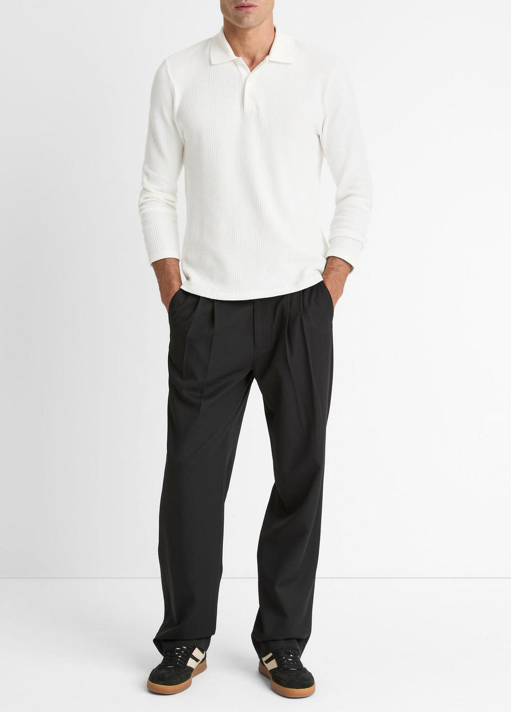 Variegated Cotton Polo Shirt in Henleys & Polos - OFF WHITE | VINCE Men