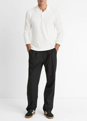 Variegated Cotton Polo Shirt in Henleys & Polos - OFF WHITE | VINCE Men