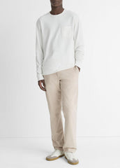 Sueded Jersey Long-Sleeve Pocket T-Shirt in Long Sleeve - OFF WHITE | VINCE Men