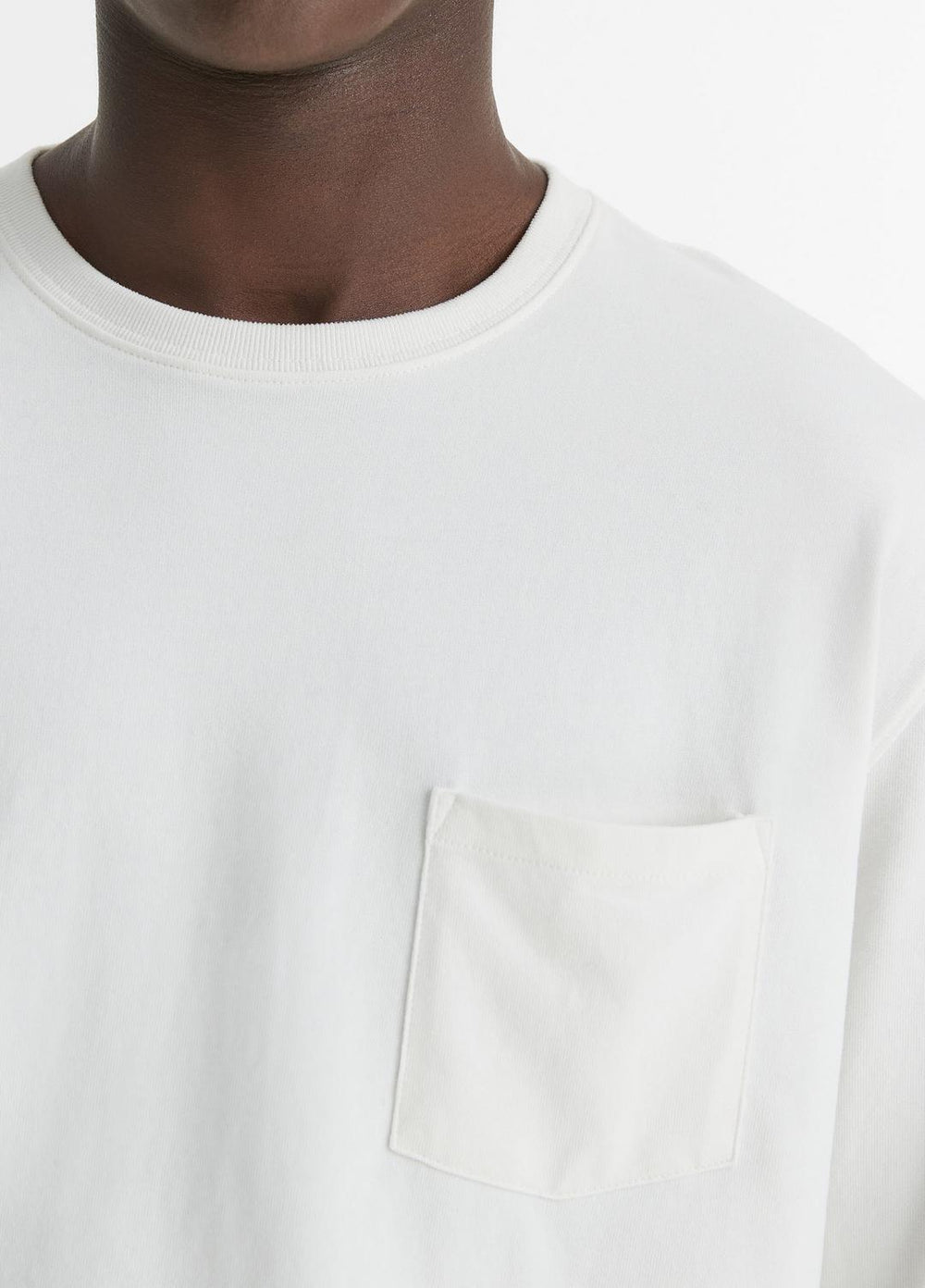 Sueded Jersey Long-Sleeve Pocket T-Shirt in Long Sleeve - OFF WHITE | VINCE Men
