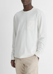 Sueded Jersey Long-Sleeve Pocket T-Shirt in Long Sleeve - OFF WHITE | VINCE Men