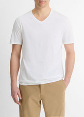 Pima Cotton V-Neck T-Shirt in Short Sleeve - OPTIC WHITE | VINCE Men