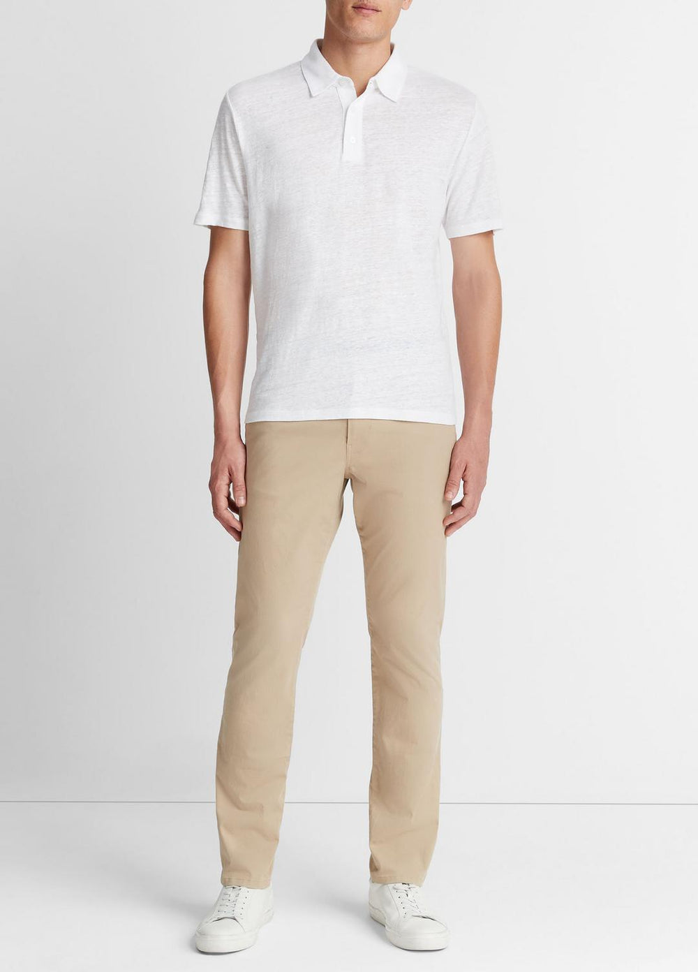 Linen Polo Shirt in Henleys & Polos - OPTIC WHITE | VINCE Men