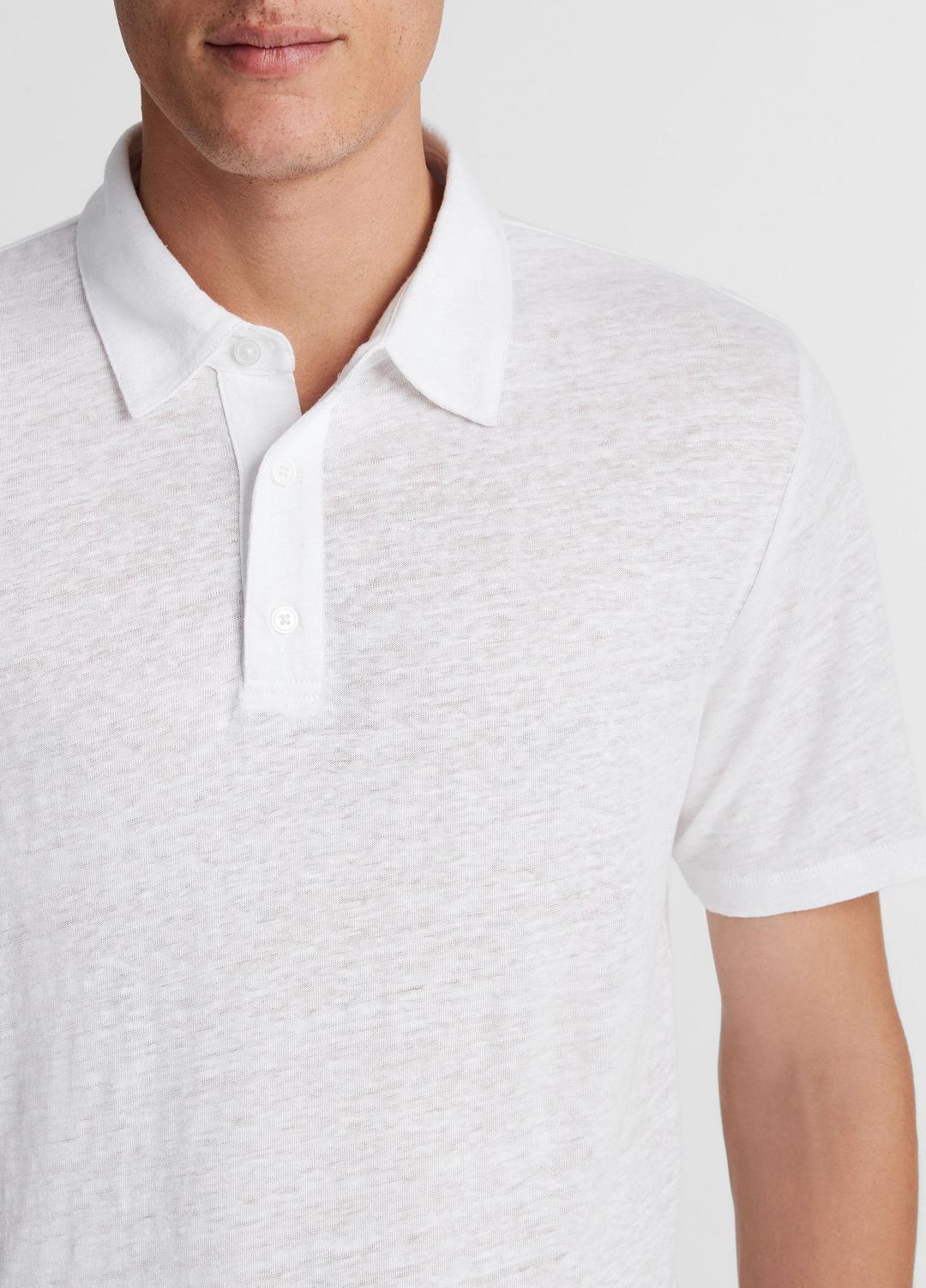 Linen Polo Shirt in Henleys & Polos - OPTIC WHITE | VINCE Men