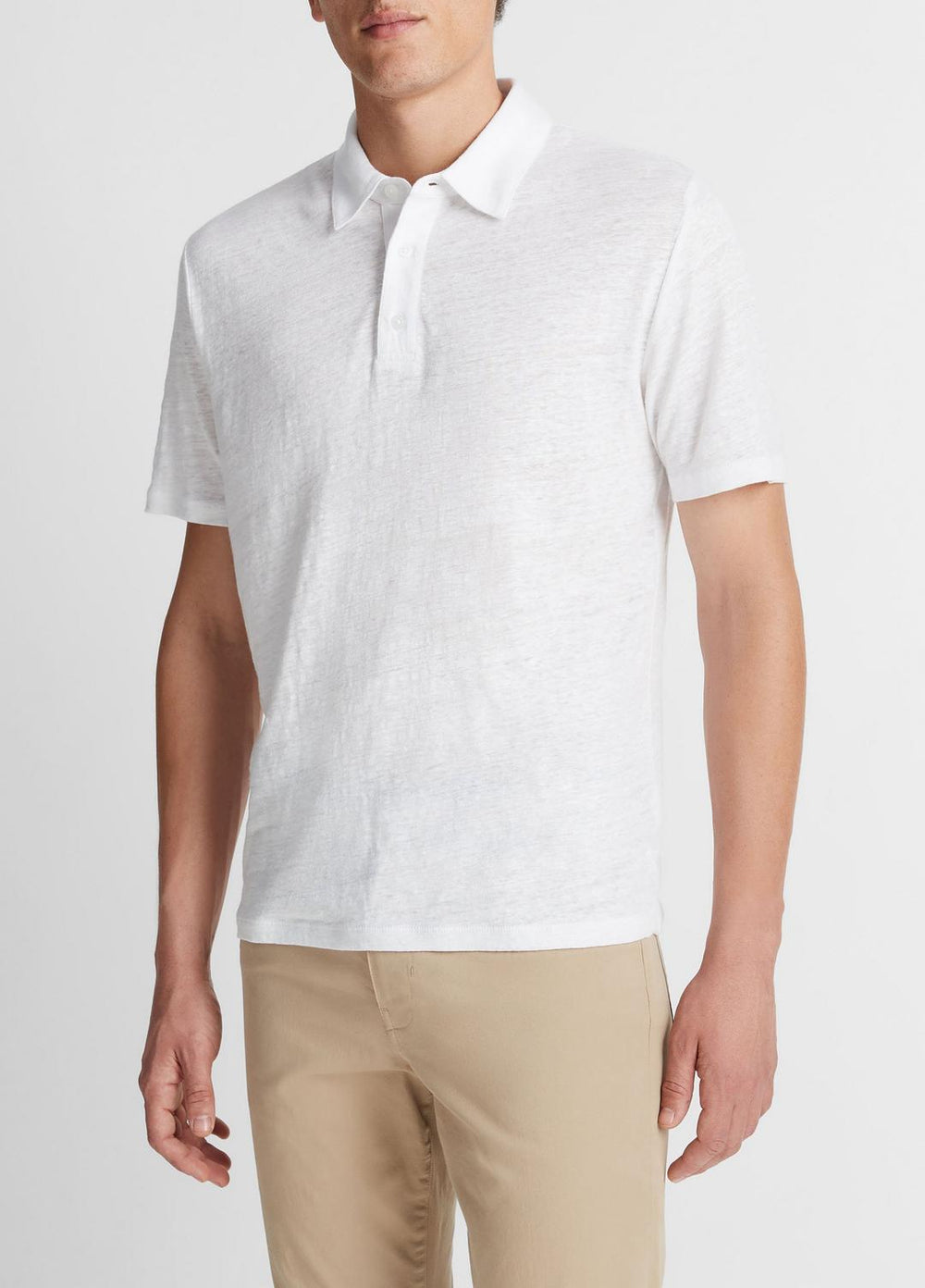 Linen Polo Shirt in Henleys & Polos - OPTIC WHITE | VINCE Men