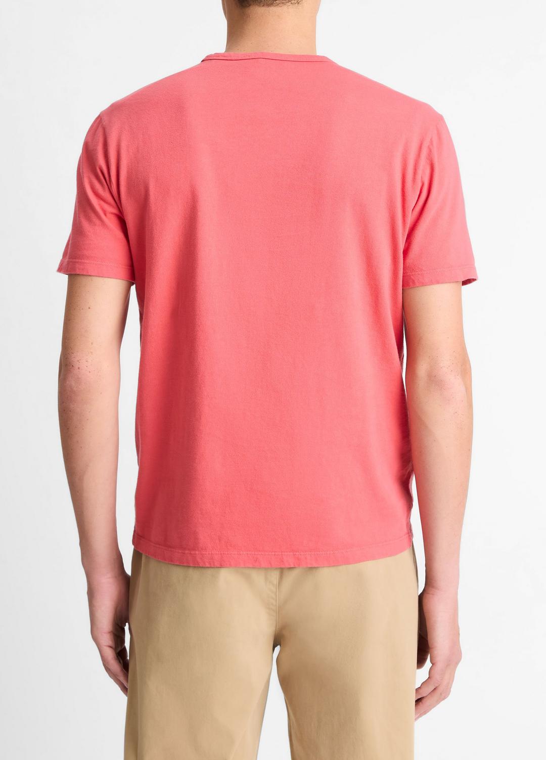 Garment Dye Cotton T-Shirt in Short Sleeve - WASHED CORAL RED | VINCE Men