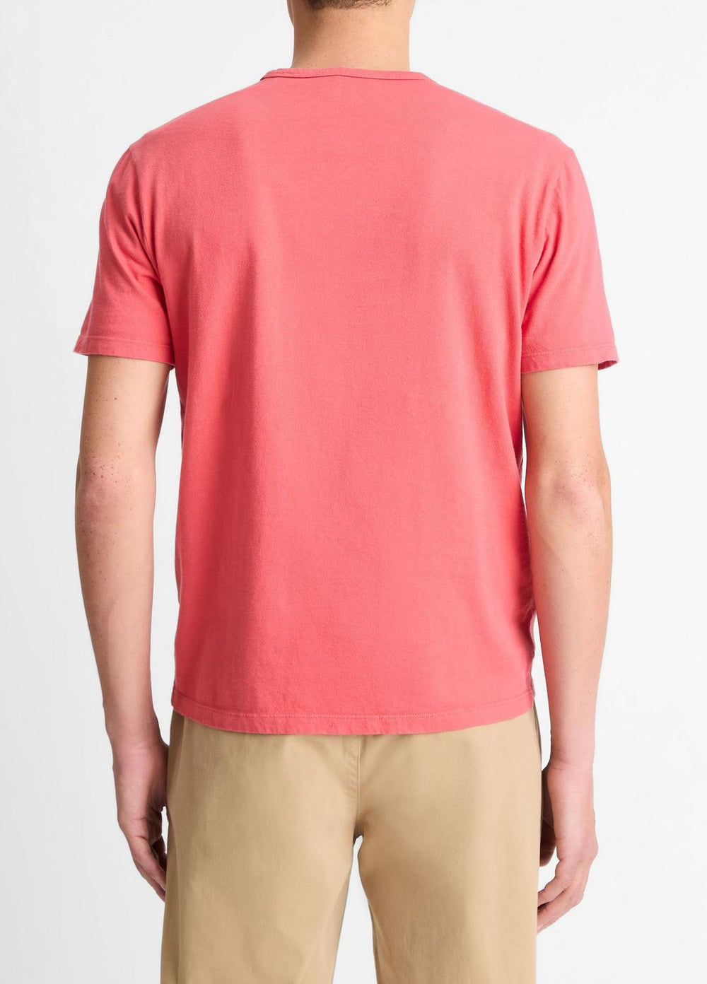 Garment Dye Cotton T-Shirt in Short Sleeve - WASHED CORAL RED | VINCE Men