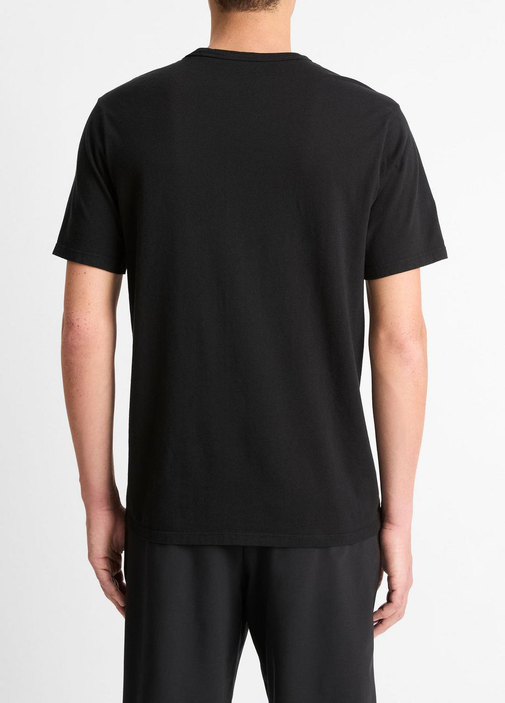 Garment Dye Cotton T-Shirt in Short Sleeve - TRUE BLACK | VINCE Men