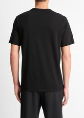 Garment Dye Cotton T-Shirt in Short Sleeve - TRUE BLACK | VINCE Men