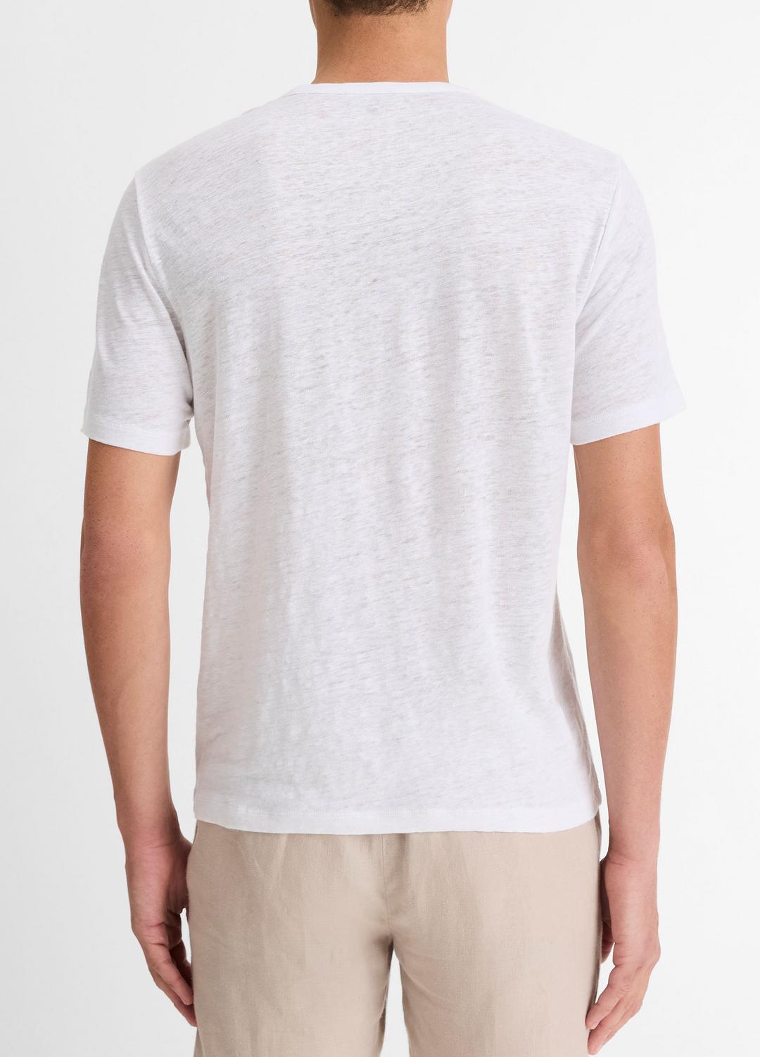 Linen Crew Neck T-Shirt in Short Sleeve - OPTIC WHITE | VINCE Men