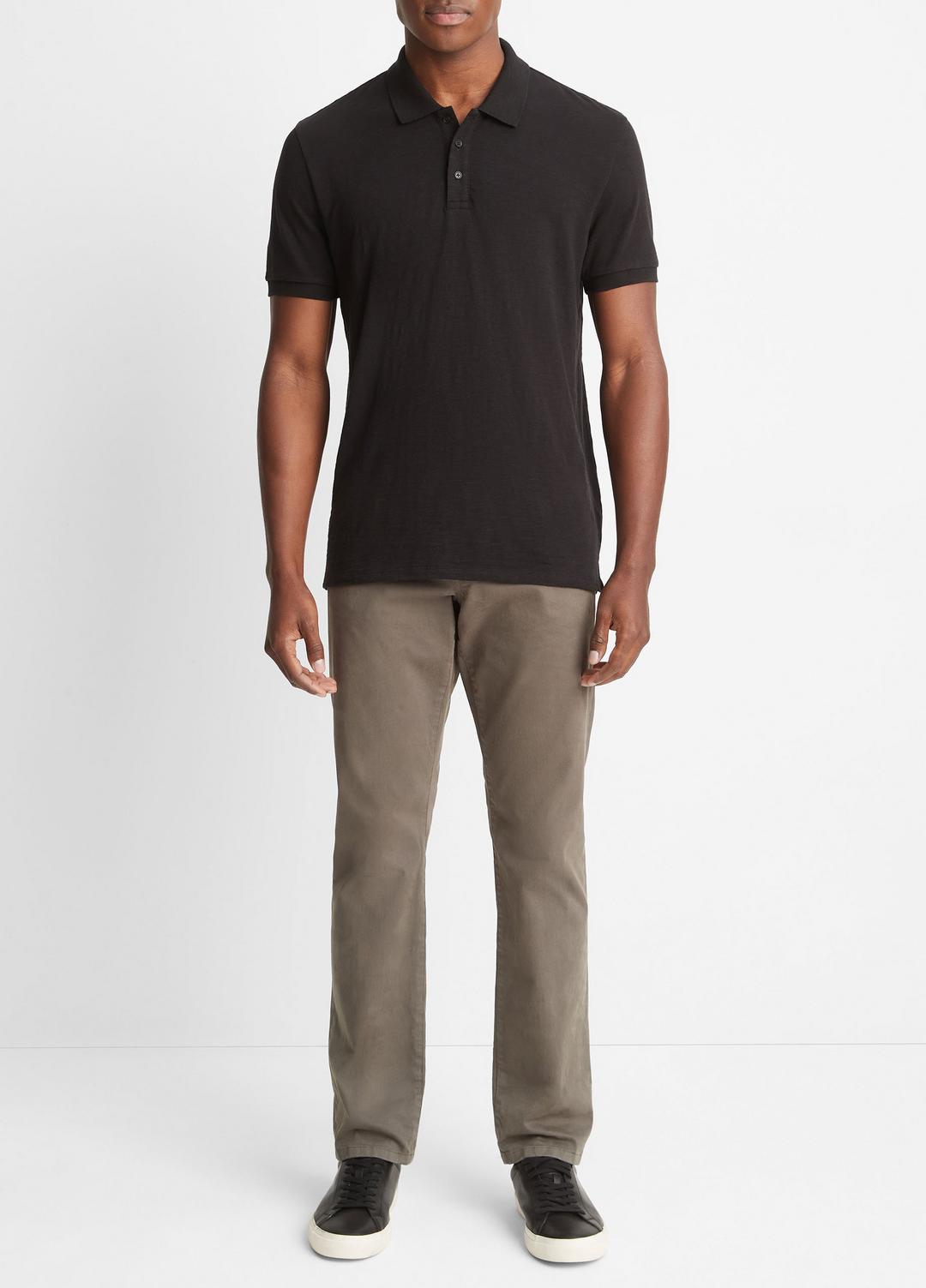 Classic Slub Polo Shirt in Henleys & Polos - BLACK | VINCE Men